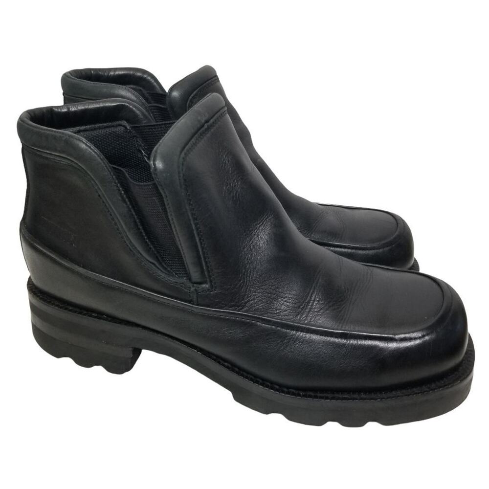 Durango Mens Black Leather Pull On Angle Boots Size 10D Round Toe Elastic Sides